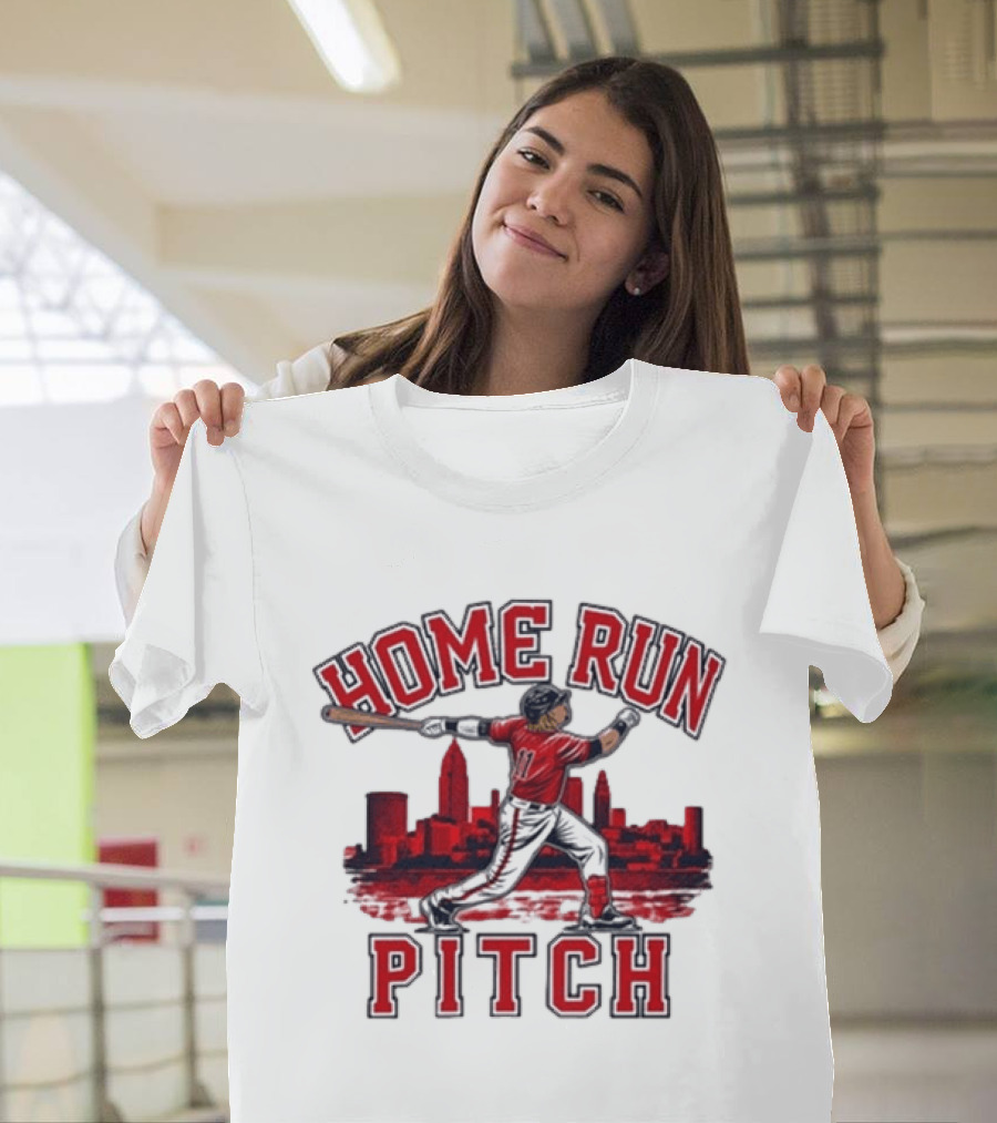Home Run Pitch City Batter Red Skyline Sports T-Shirt