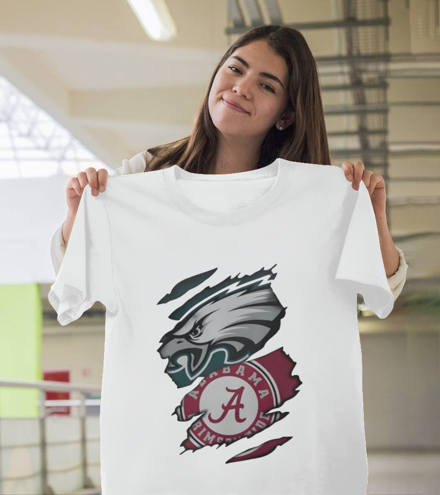 Philadelphia Eagles Alabama Crimson Tide Distressed Fan Gear T-Shirt