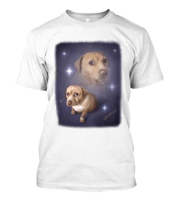 Olanmeows Cashew Sparkle Puppy And Cosmic Stars T-Shirt