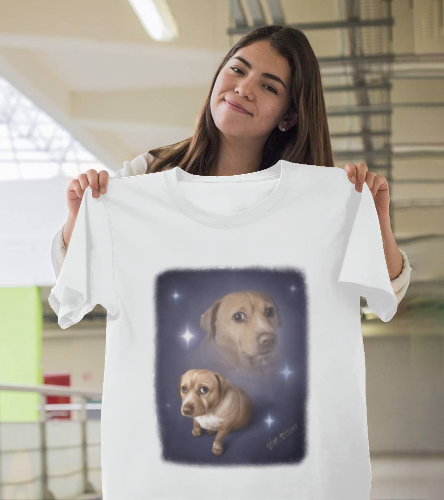 Olanmeows Cashew Sparkle Puppy And Cosmic Stars T-Shirt