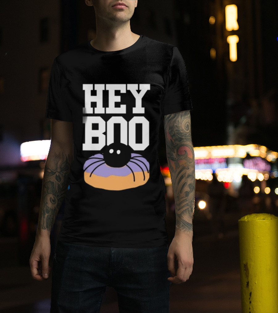 Hey Boo Spider On Donut Halloween Fun T-Shirt