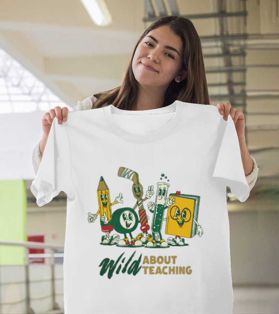 Wild About Teaching Pencil Crayon Book Test Tube Cartoons T-Shirt