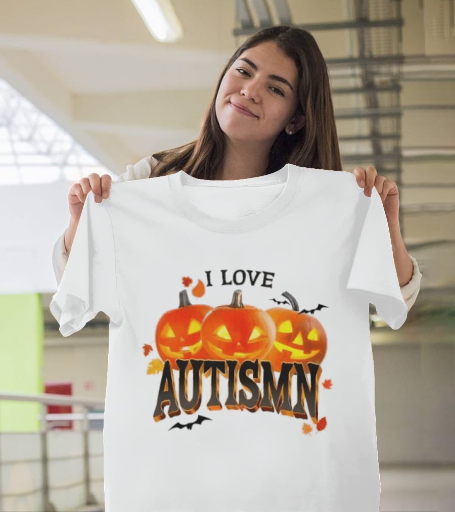 I Love Autismn Pumpkin Halloween Awareness T-Shirt