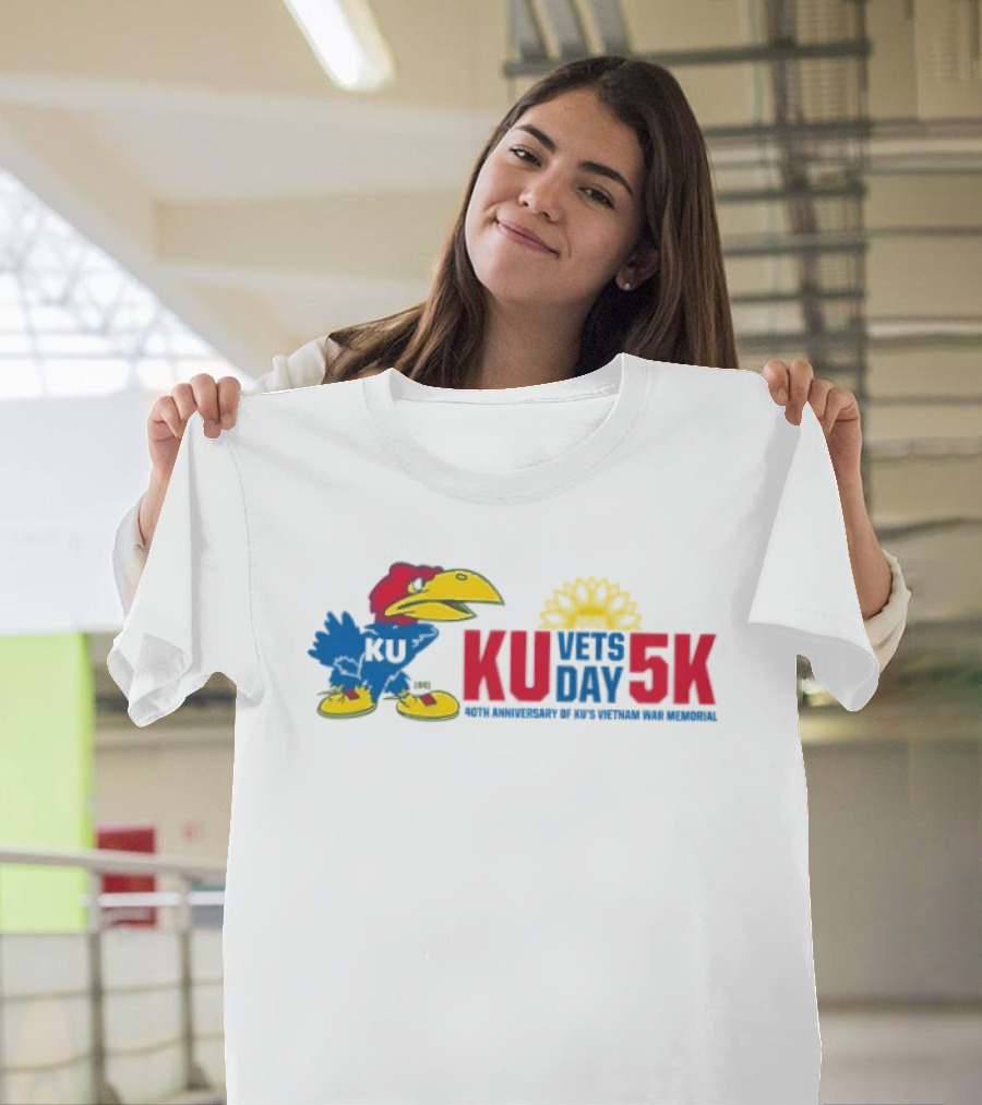 KU Vets Day 5K 40th Anniversary Of KU Vietnam War Memorial With Jayhawk Kansas T-Shirt