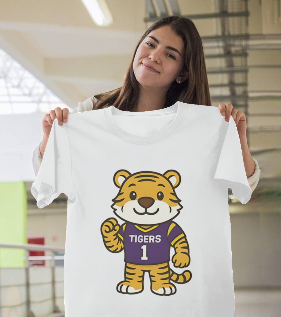 LSU Tigers Mike The Tiger Chibi Cartoon Louisiana Football Team T-Shirt