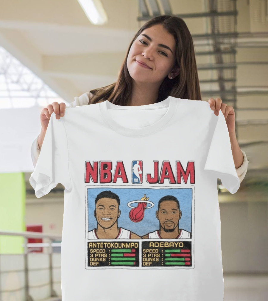 NBA Jam Miami Heat Antetokounmpo Adebayo Speed Dunks DEF T-Shirt