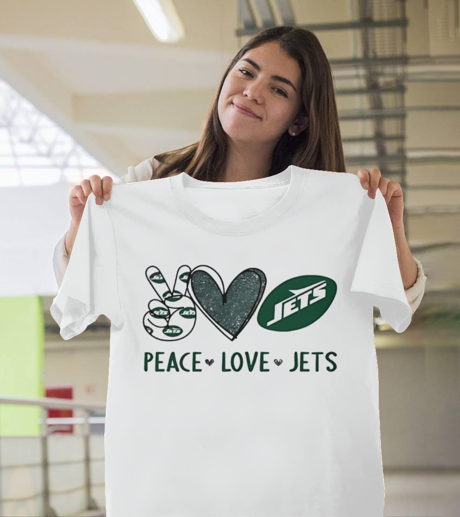 Peace Love Jets New York Football Team Fan T-Shirt