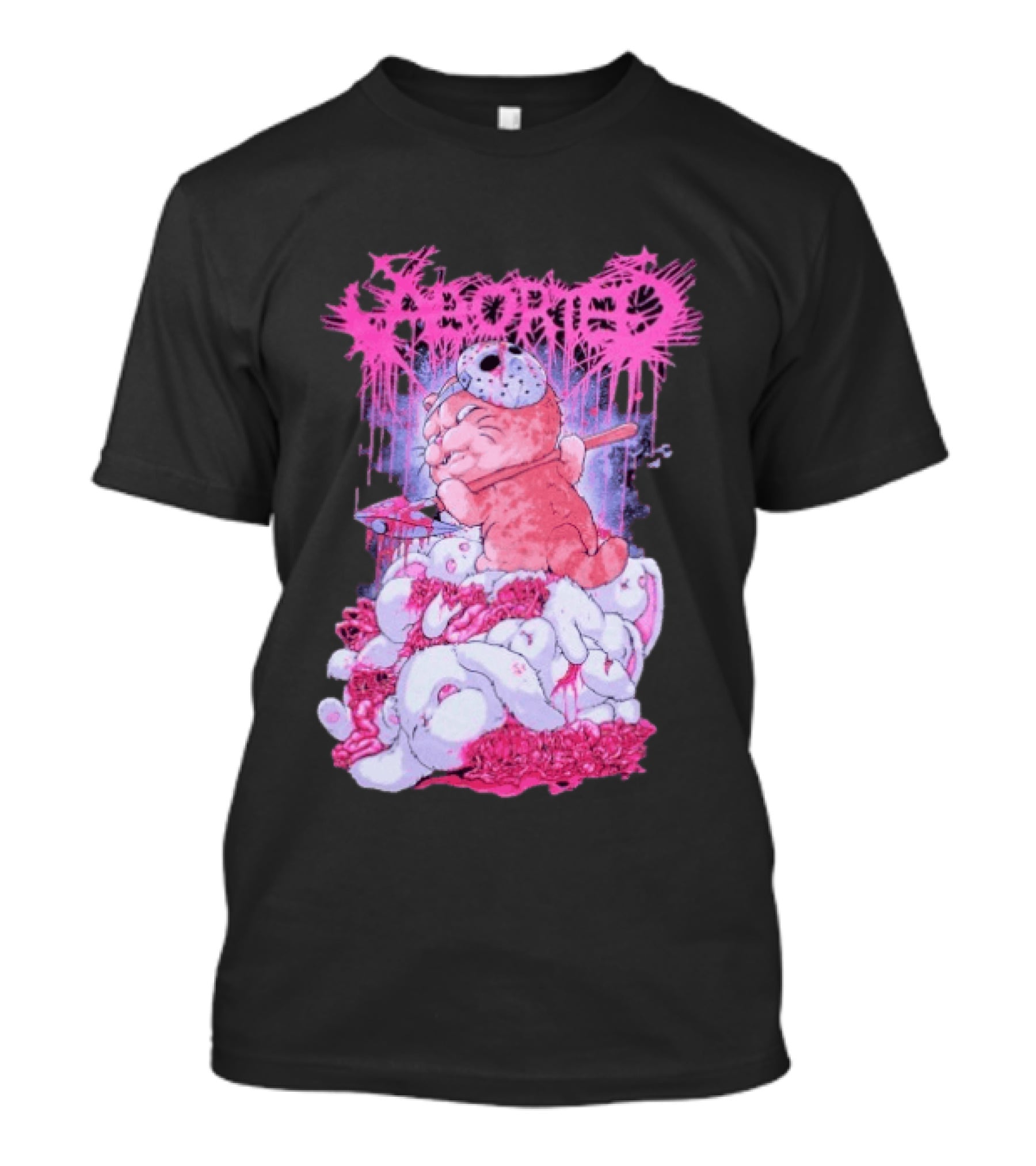 Aborted Murder Kitty Masked Plush With Axe Bunny Pile T-Shirt