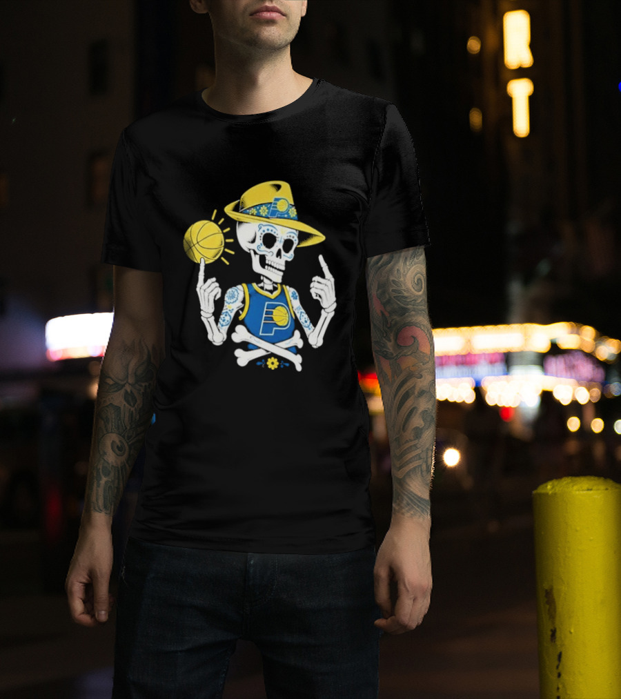 Indiana Pacers Mexico City CDMX Sugar Skull Skeleton Indy Game T-Shirt