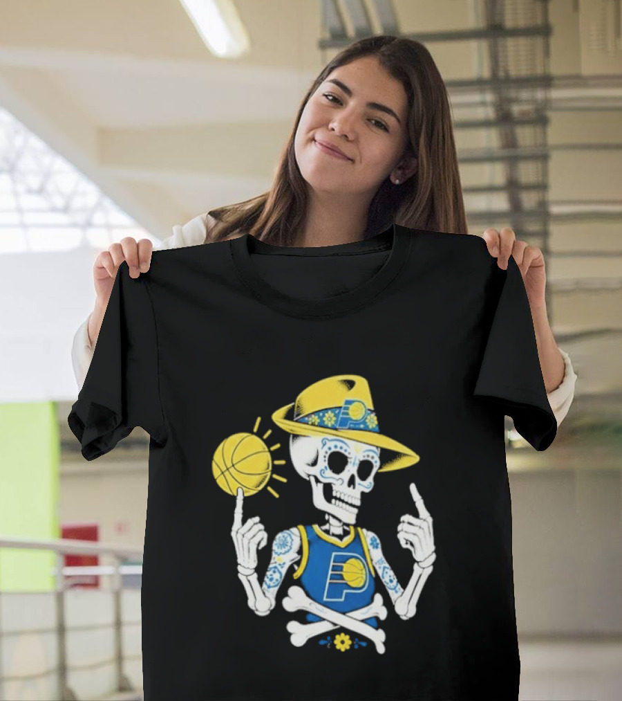 Indiana Pacers Mexico City CDMX Sugar Skull Skeleton Indy Game T-Shirt