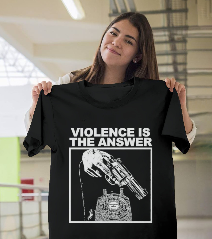 Violence Is The Answer Hand Gun Telephone T-Shirt