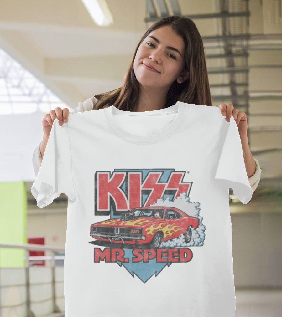 Kiss Mr. Speed Muscle Car Flames Burnout T-Shirt