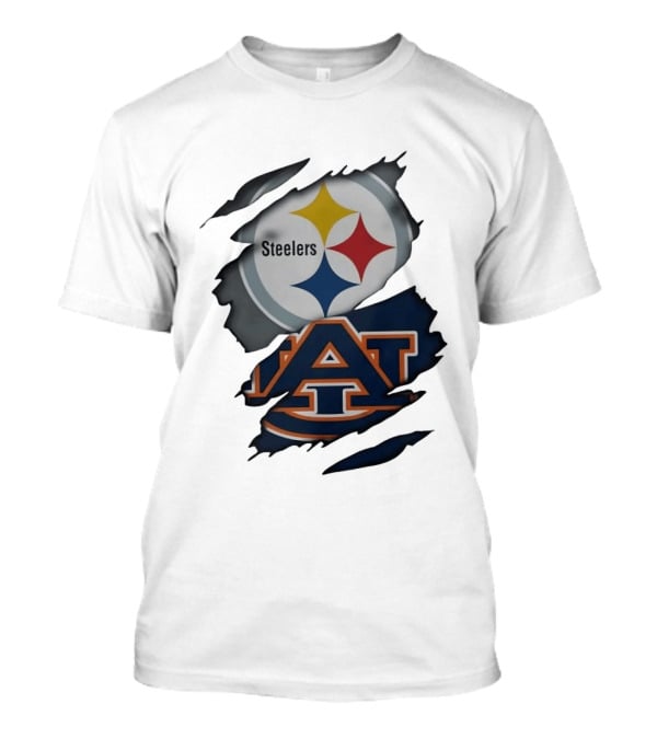 Pittsburgh Steelers Auburn Tigers Ripped Fabric Steelers A T-Shirt