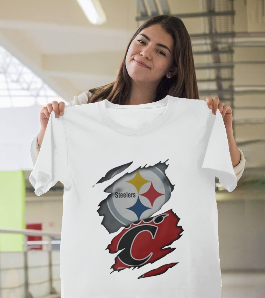Pittsburgh Steelers Cincinnati Bearcats Ripped Skin T-Shirt