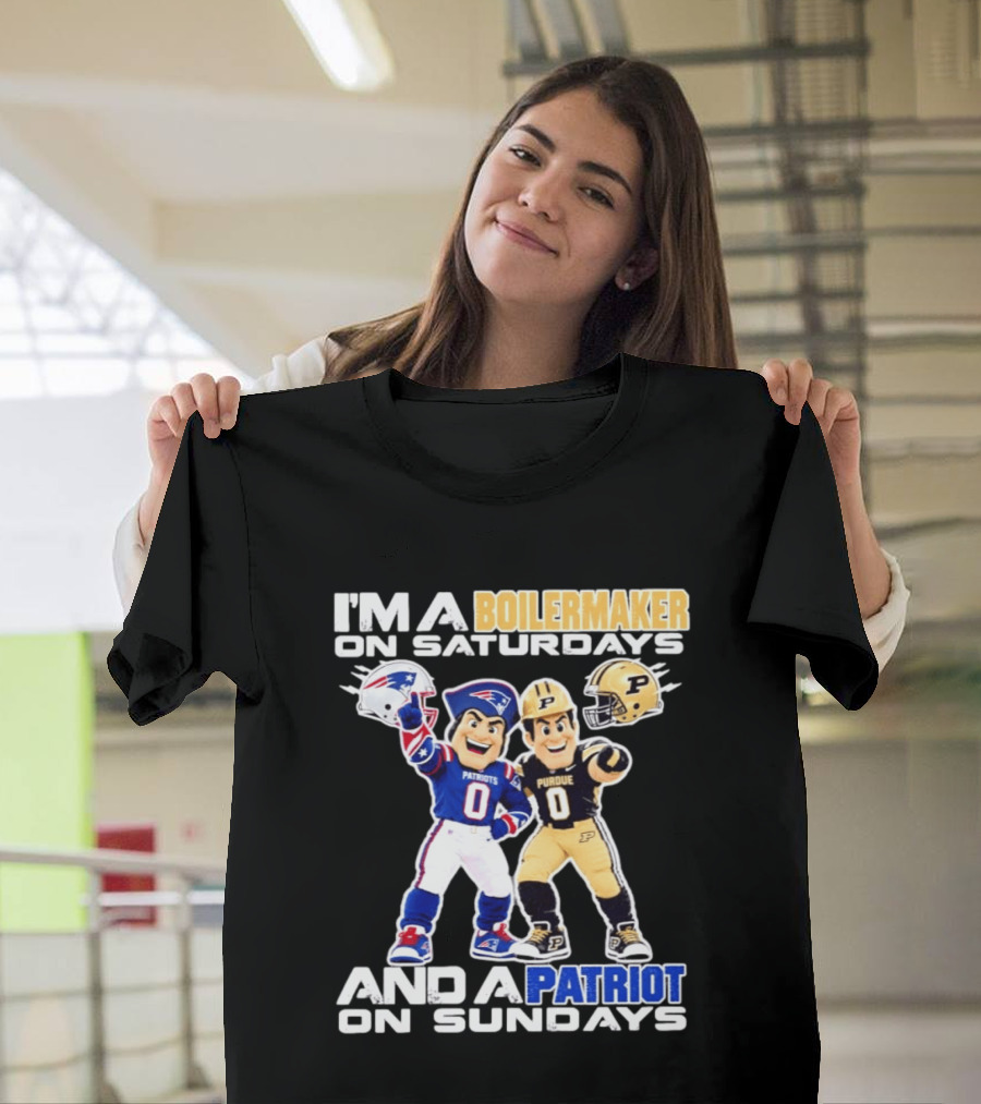 I'm A Boilermaker On Saturdays And A Patriots Fan On Sundays Purdue Patriots Football Mascots T-Shirt