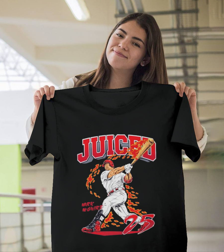 Mark McGwire Juiced 25 Baseball MLB Batting Flames T-Shirt