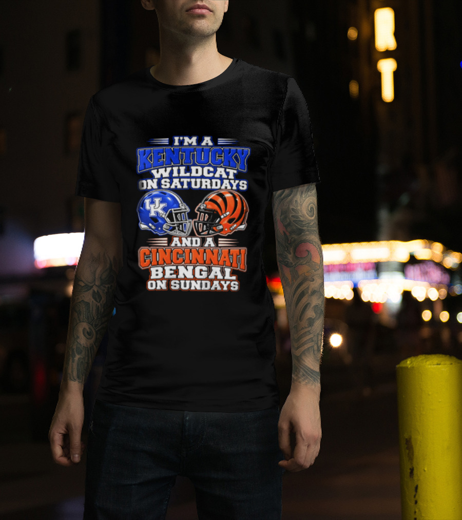 I'm A Kentucky Wildcat On Saturdays And A Cincinnati Bengal On Sundays Helmet T-Shirt