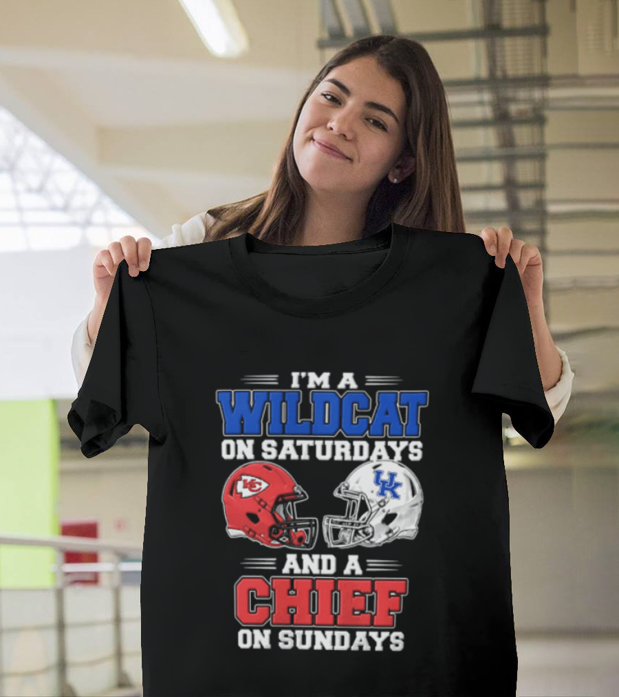 I'm A Wildcat On Saturdays UK And A Chief On Sundays KC Football Helmets T-Shirt