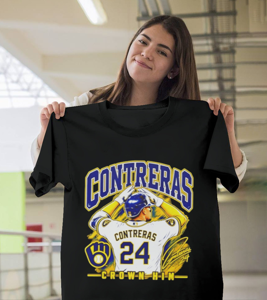 CONTRERAS 24 Crown Him Milwaukee Brewers T-Shirt