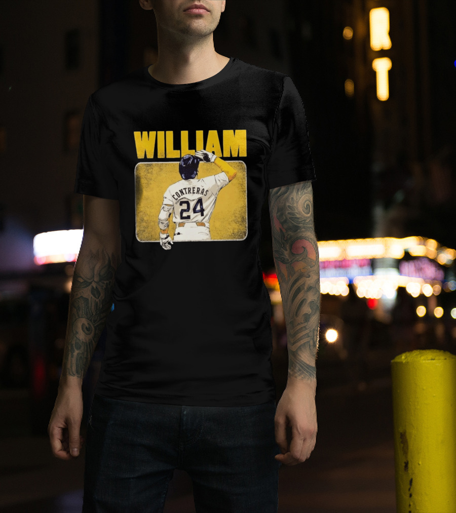 William Contreras 24 Milwaukee Brewers Baseball Highlight T-Shirt
