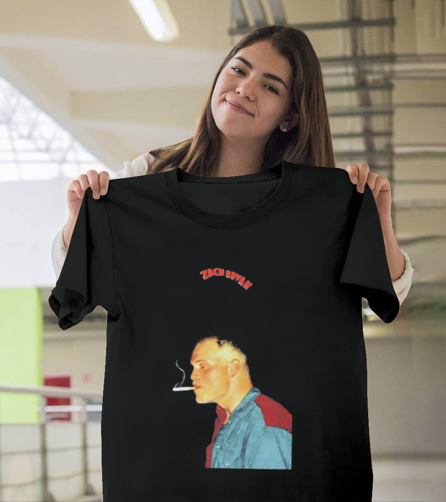 Zach Bryan Smoking Vintage Denim T-Shirt