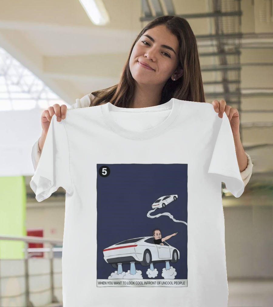 Elon Musk Car Flying Cool Factor In Front Of Uncool People T-Shirt