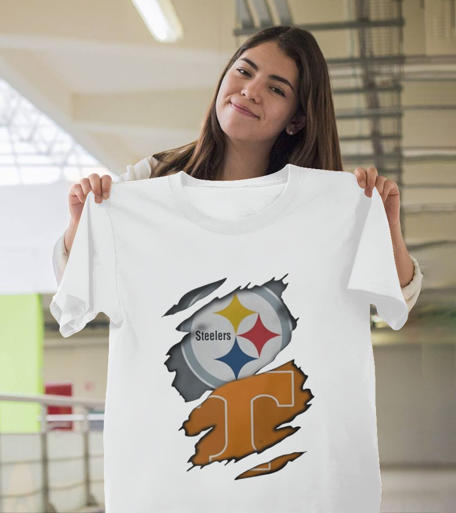 Pittsburgh Steelers Tennessee Volunteers Ripped Skin Combo T-Shirt