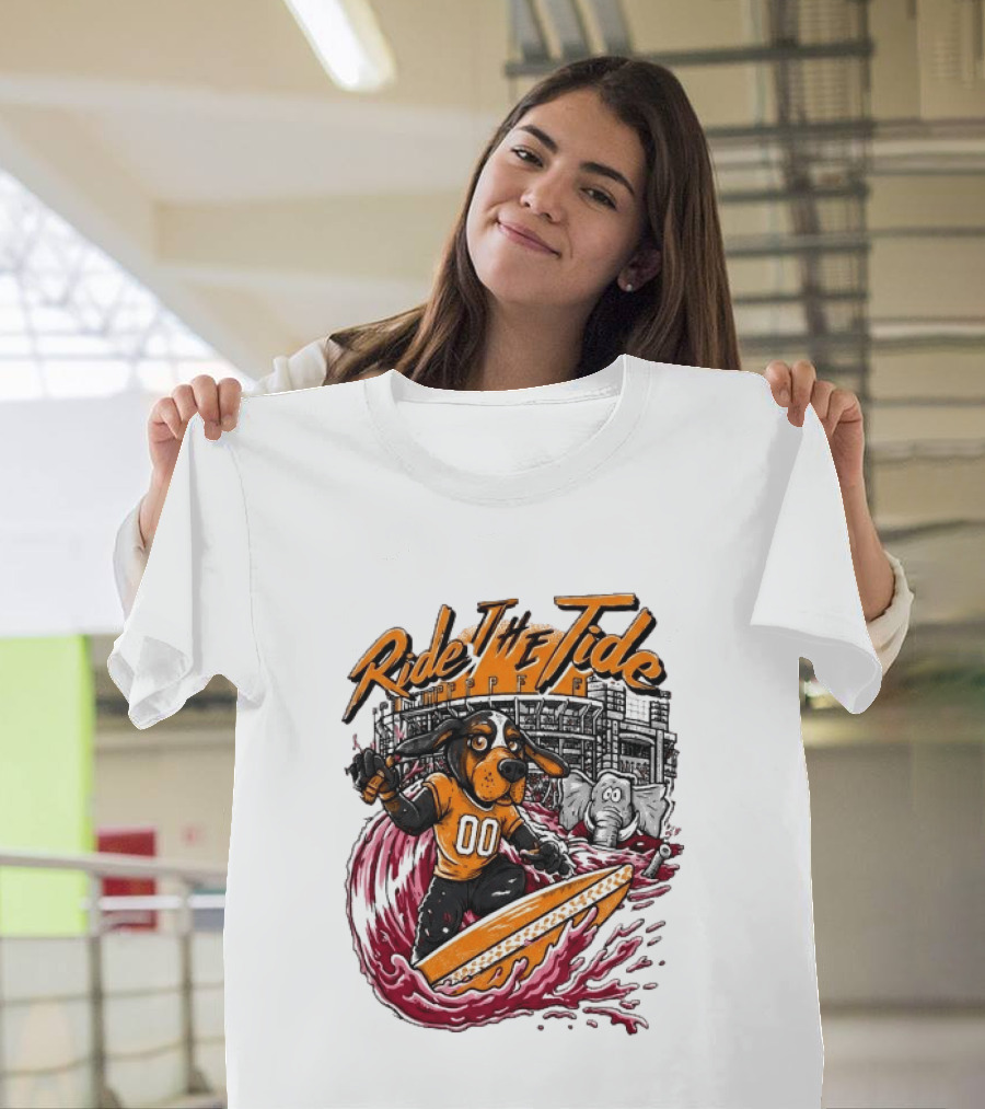 Tennessee Volunteers Ride The Tide Alabama Crimson Tide Surfing Rivalry T-Shirt