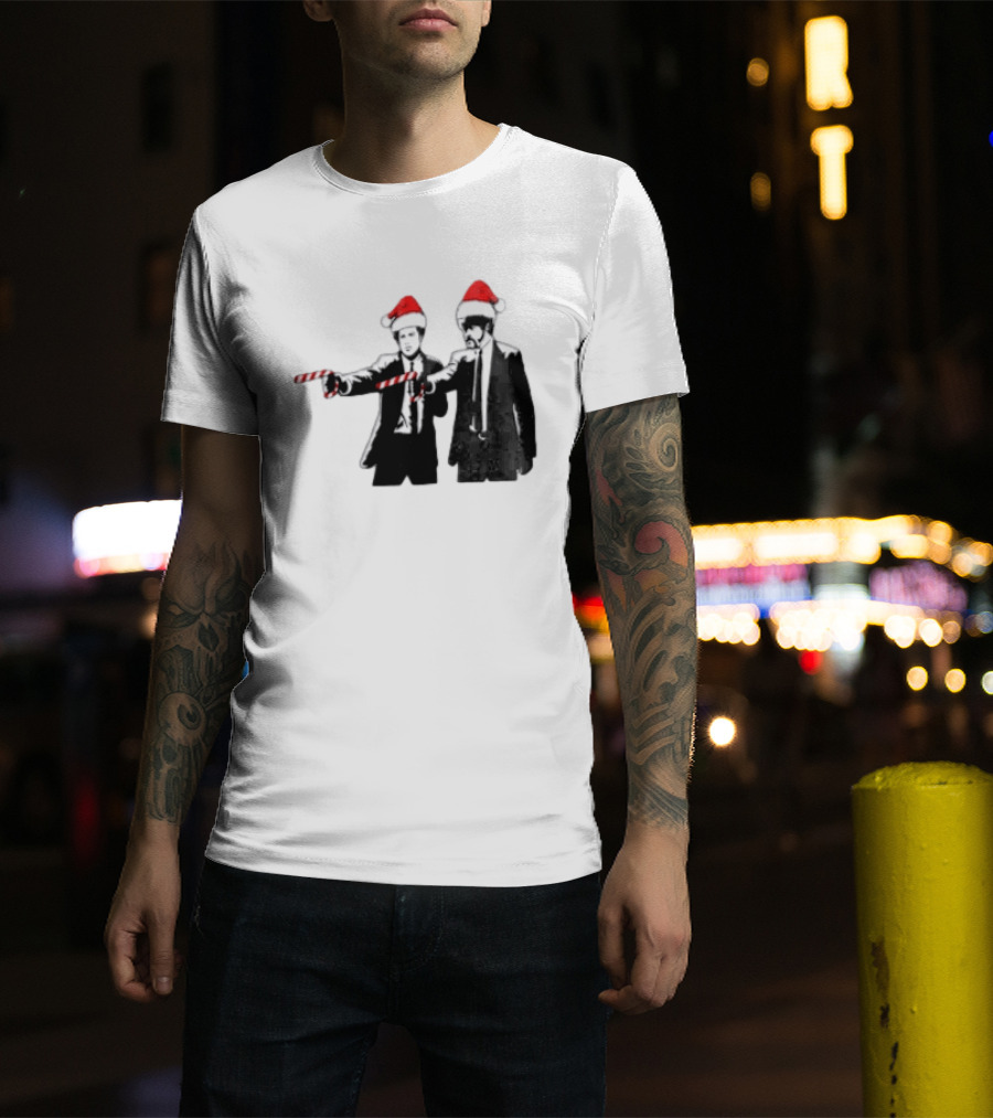 Xmas Christmas Candy Cane Santa Hats Pop Culture References T-Shirt