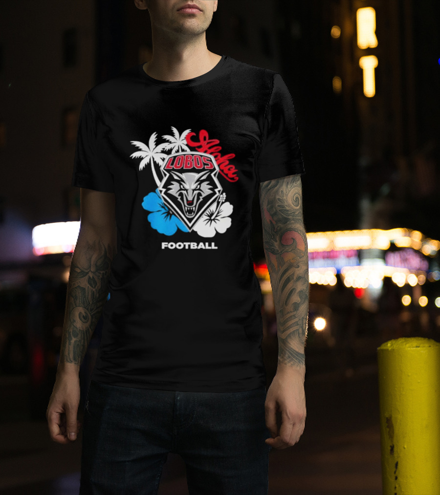 Lobos Football Aloha Spirit With Palms And Hibiscus T-Shirt