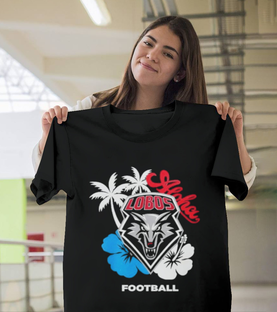 Lobos Football Aloha Spirit With Palms And Hibiscus T-Shirt