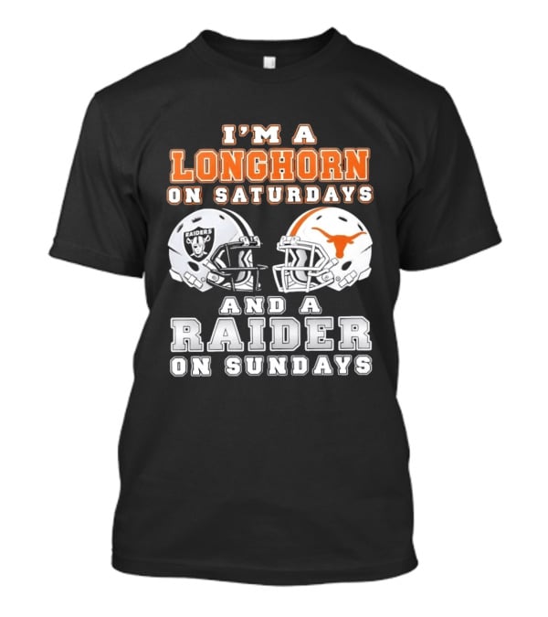 Longhorn On Saturdays Raider On Sundays Football Helmets T-Shirt
