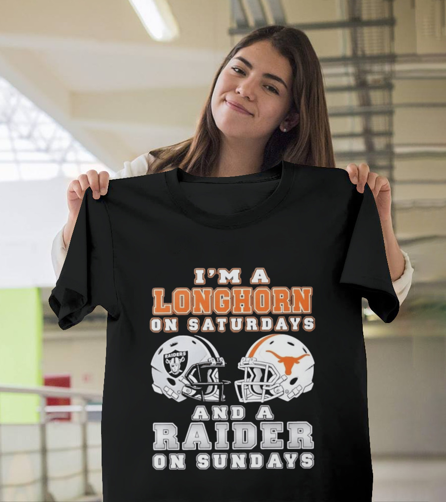 Longhorn On Saturdays Raider On Sundays Football Helmets T-Shirt