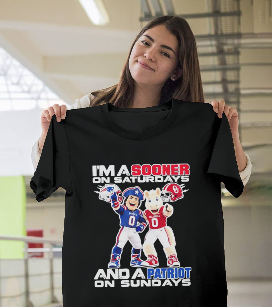 I'm A Sooner On Saturdays And A Patriot On Sundays Oklahoma Patriots Football Mascots T-Shirt