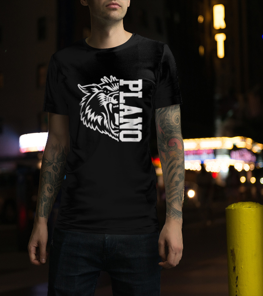 Plano Wildcats Split Face Team Spirit T-Shirt