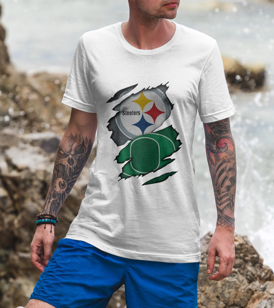 Steelers Oregon Ducks Ripped Skin Effect T-Shirt