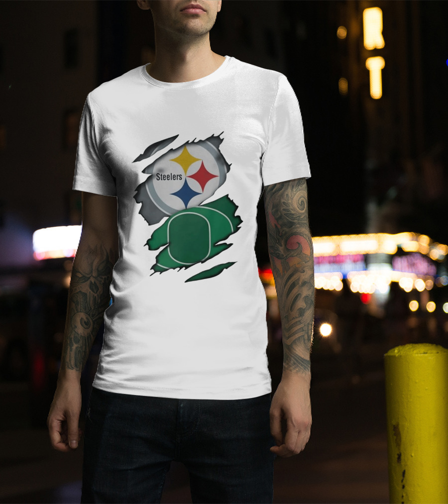 Steelers Oregon Ducks Ripped Skin Effect T-Shirt