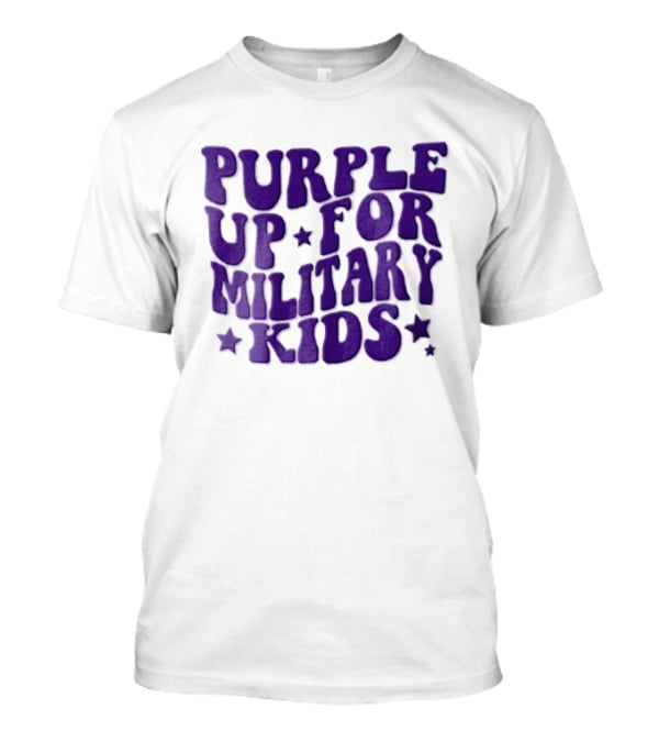 Purple Up For Military Kids Wavy Stars T-Shirt