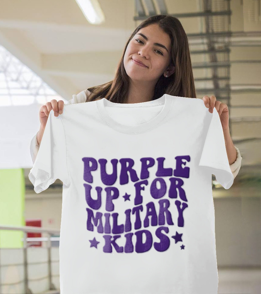 Purple Up For Military Kids Wavy Stars T-Shirt