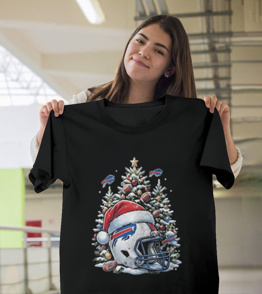 Buffalo Bills Christmas Tree Football Helmet Santa Hat 2026 Geno Stone T-Shirt