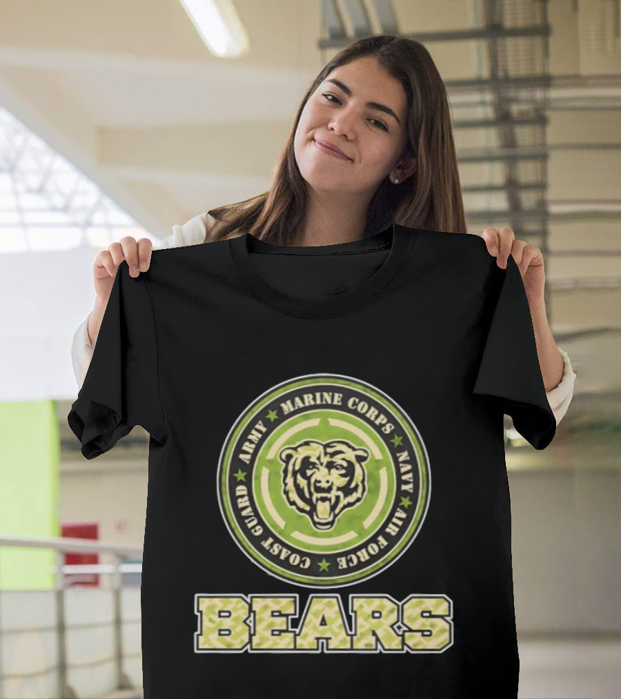 Chicago Bears Military Support Army Marine Corps Navy Air Force Coast Guard T-Shirt