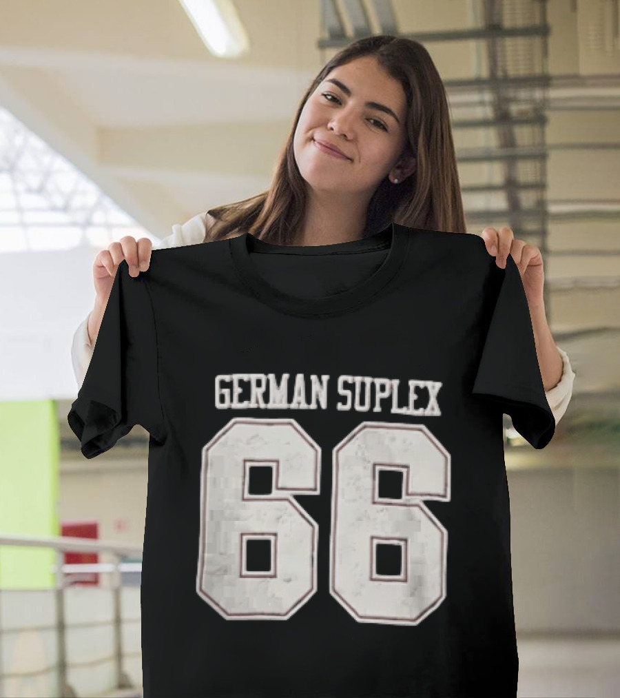 German Suplex 66 Large Varsity Numbers Distressed T-Shirt