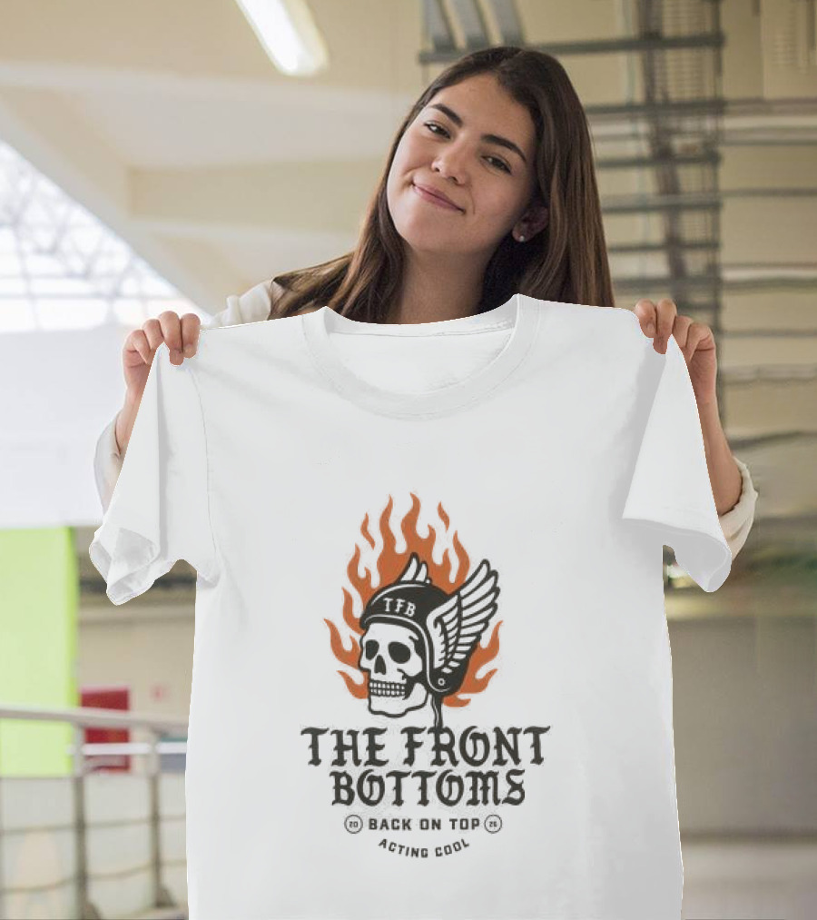 The Front Bottoms Moto Tour West Coast Skull Wings Flame T-Shirt