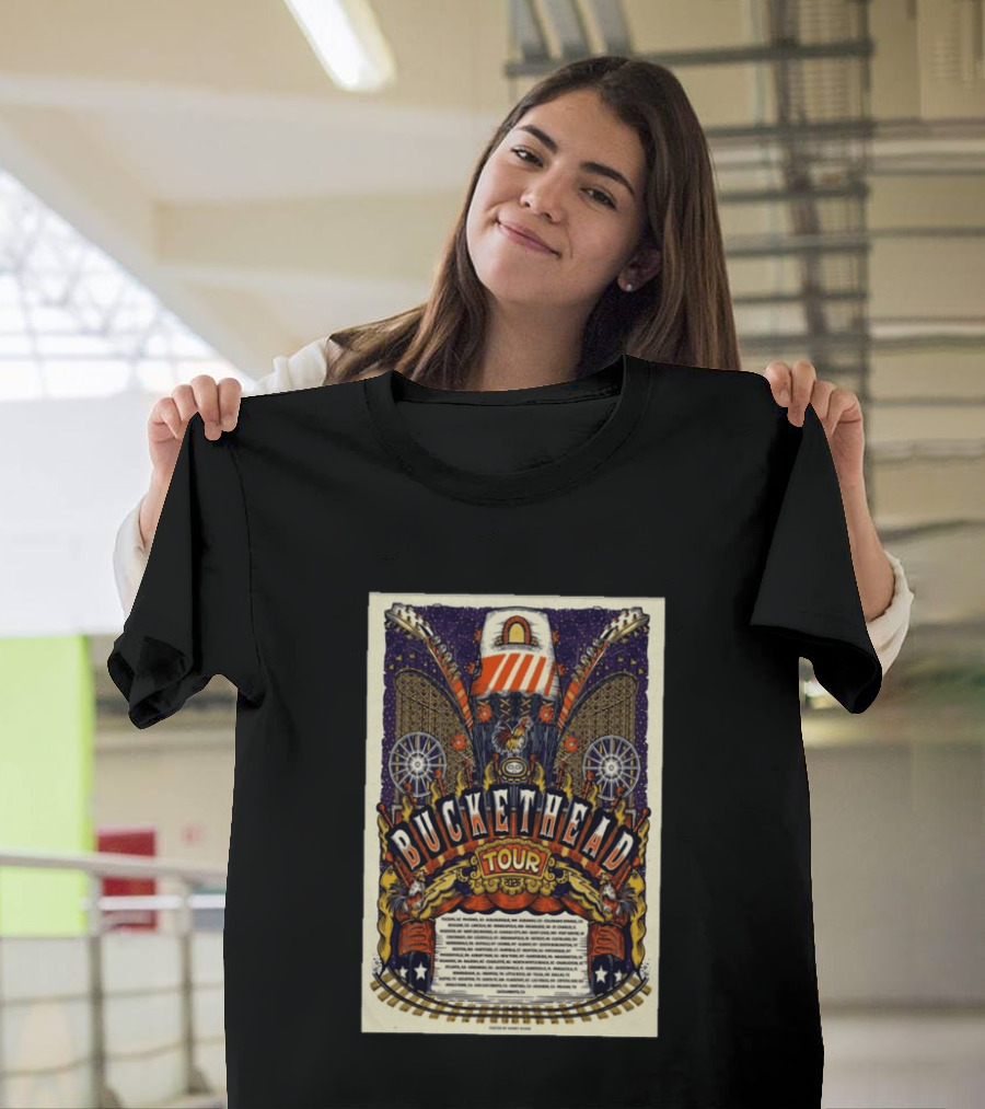 Buckethead 2026 Tour Psychedelic Rock Art With Guitars And Illustrations T-Shirt