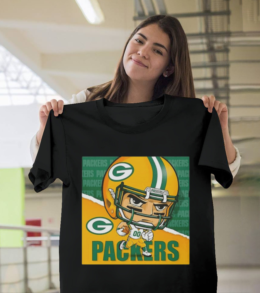 Green Bay Packers Chibi Player Helmet Packers T-Shirt