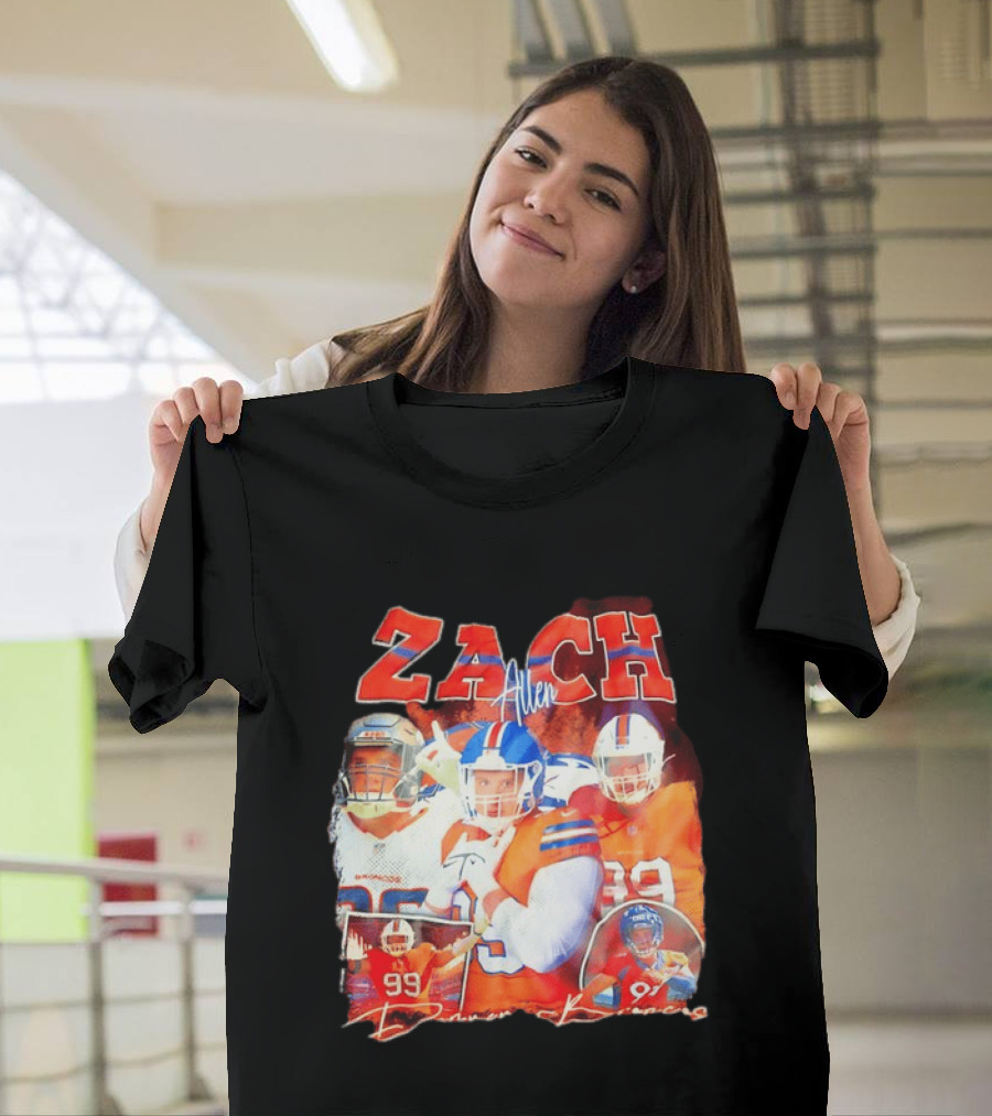 Zach Allen 99 Denver Broncos Football Player Collage T-Shirt