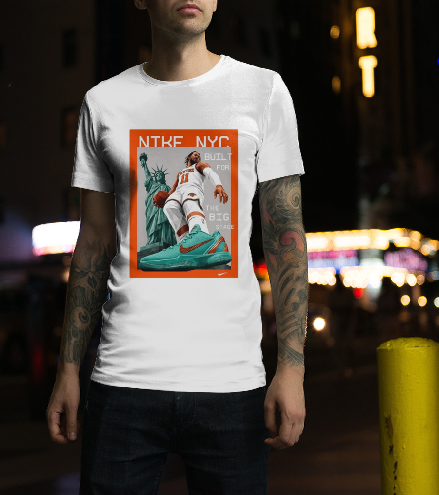 Jalen Brunson New York Knicks NTKE NYC Built For The Big Stage Statue Of Liberty Nike Zoom T-Shirt