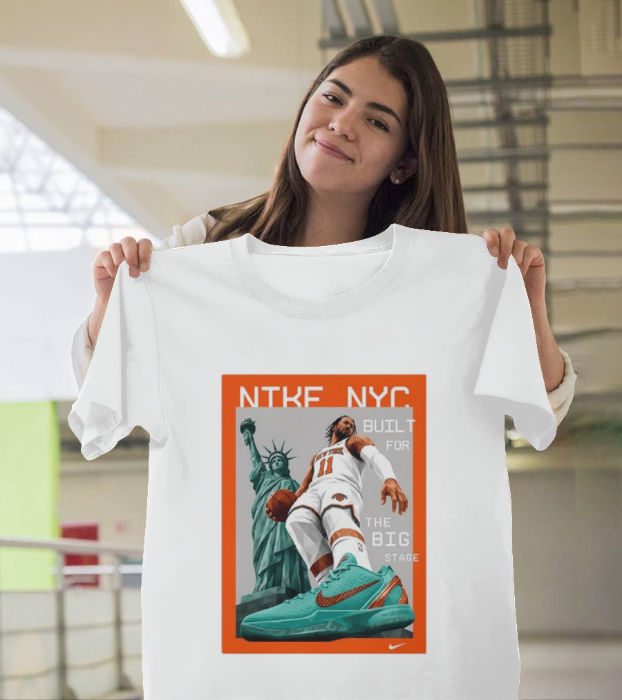 Jalen Brunson New York Knicks NTKE NYC Built For The Big Stage Statue Of Liberty Nike Zoom T-Shirt