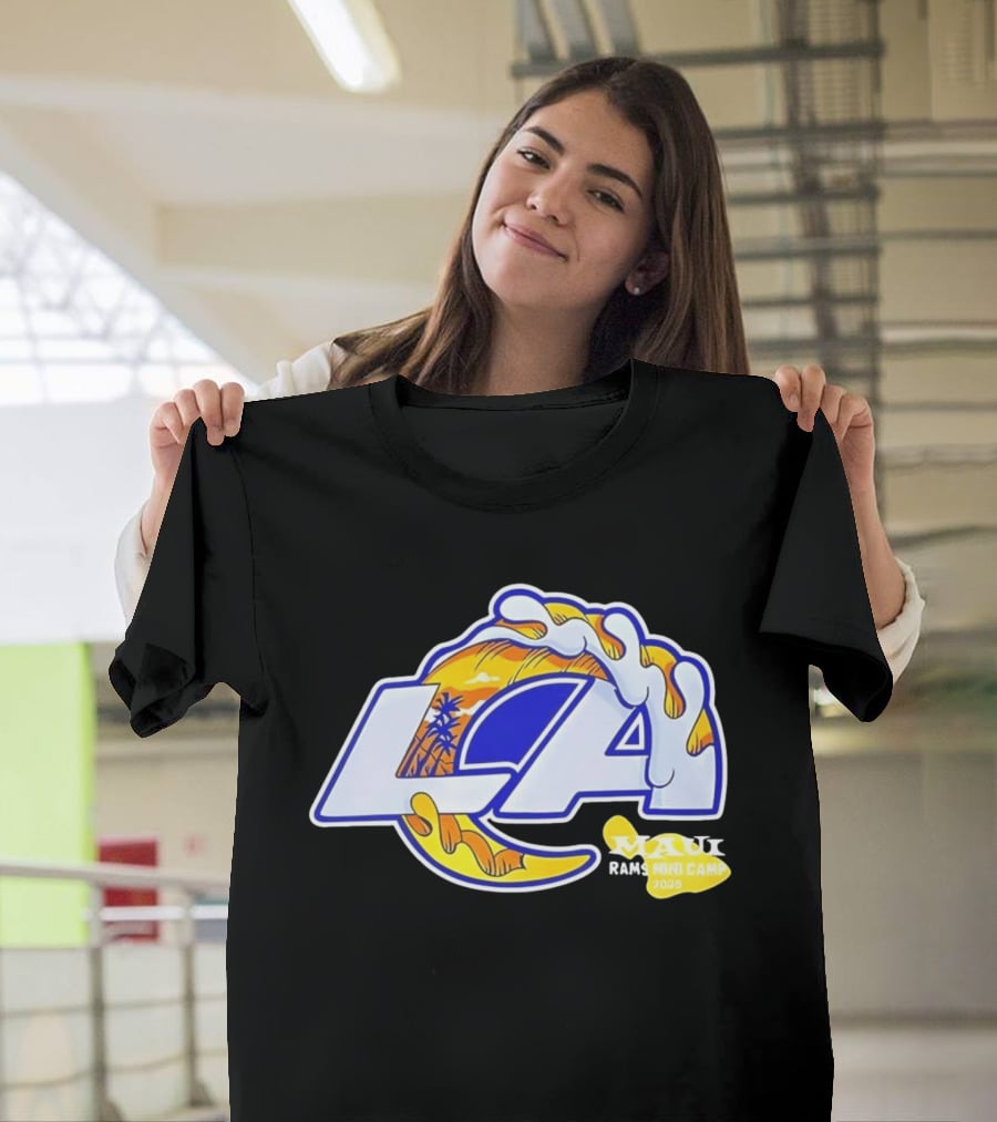 Los Angeles Rams Maui 2026 Minicamp Wave Logo Palm Trees Sun Island T-Shirt