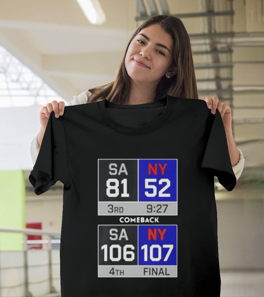 New York Knicks Epic Comeback Victory Against San Antonio Scoreboard Highlights T-Shirt